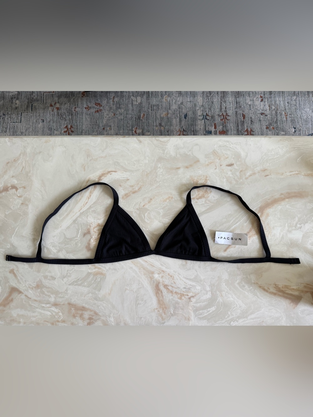 L.A Hearts PacSun Black Ribbed Triangle Swim Top